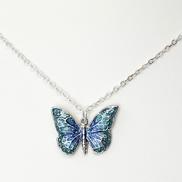 Enamel Butterfly Necklace Etsy