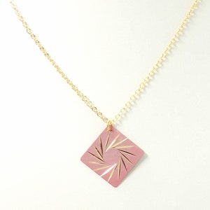 Pink Spiral Star Pendant Necklace, Spiral Necklace, Star Necklace, Pink Necklace, Diamond Shaped Necklace