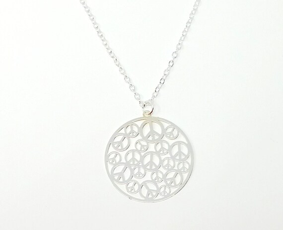 Circle of Peace Pendant Necklace, Message Necklace, Peace Necklace
