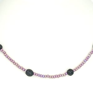 Volcanic Lava Necklace, Diffuser Necklace, Purple and Black Necklace, Aromatherapy Necklace, Essential Oil Necklace, Strength, Protection