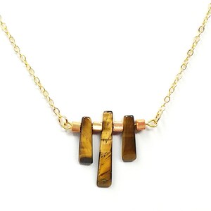 Tiger Eye Stone Fan Necklace, Tiger Eye Jewelry, Tiger Eye Pendant