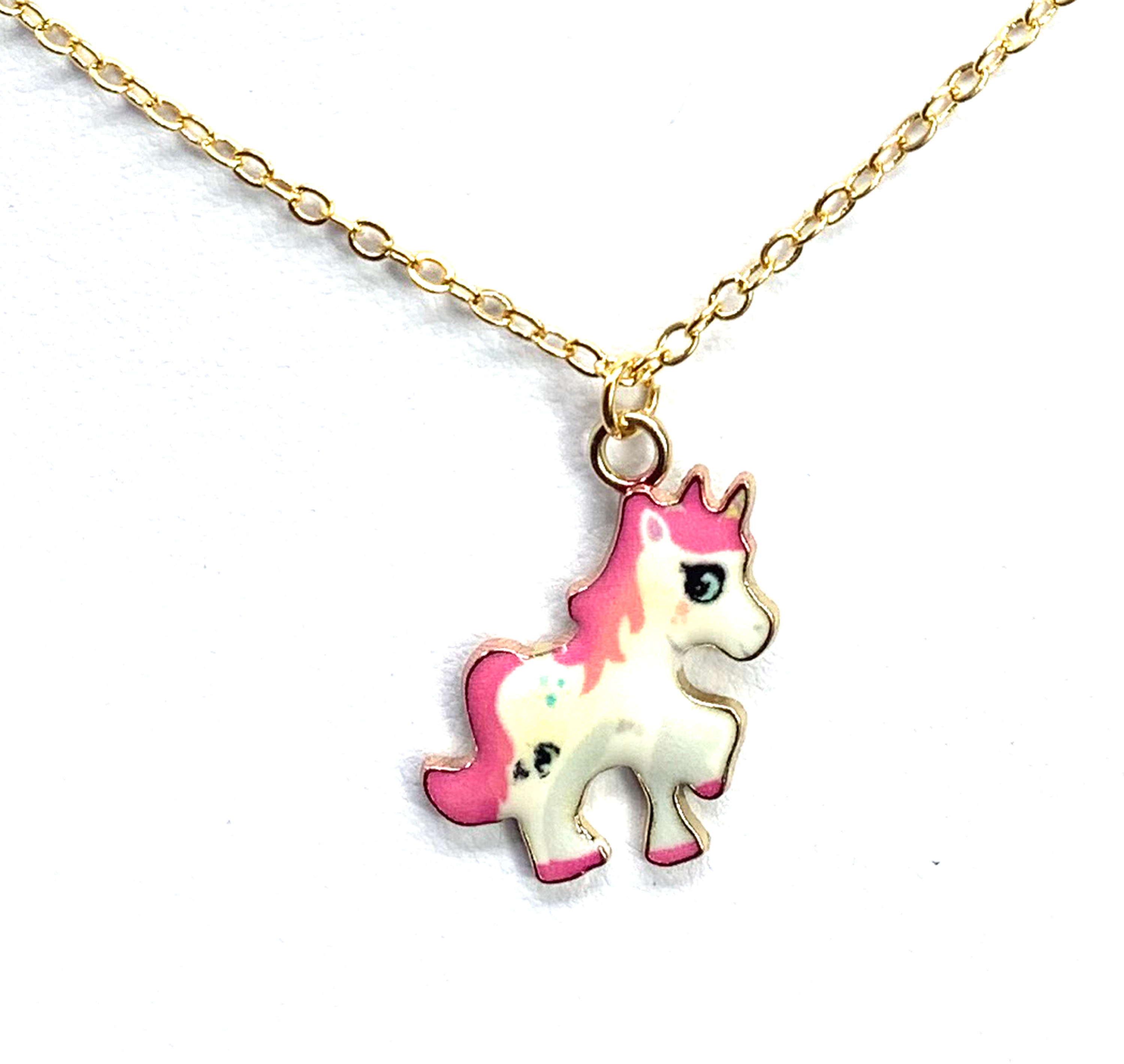 Children s Pink Unicorn Necklace Fantasy Creature Necklace 16 Inch Necklace Kid s Necklace Teen Necklace Layering Necklace Etsy