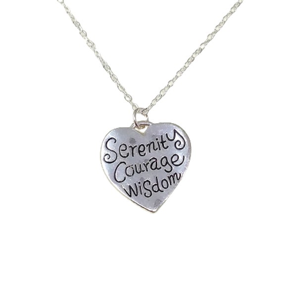 Serenity, Courage, Wisdom - Serenity Prayer Pendant, Stamped Necklace, Sobriety Gift, Recovery Gift, Christian Tenet Necklace