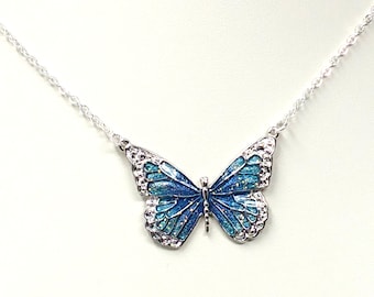 Blue Sparkle Butterfly Necklace 