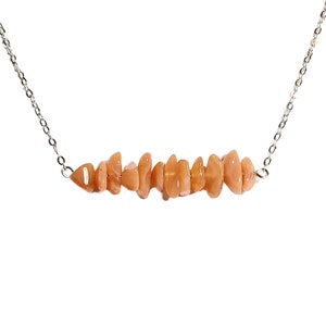 Orange Agate Chip Necklace, Bar Necklace, Minimalist, Boho, Dainty