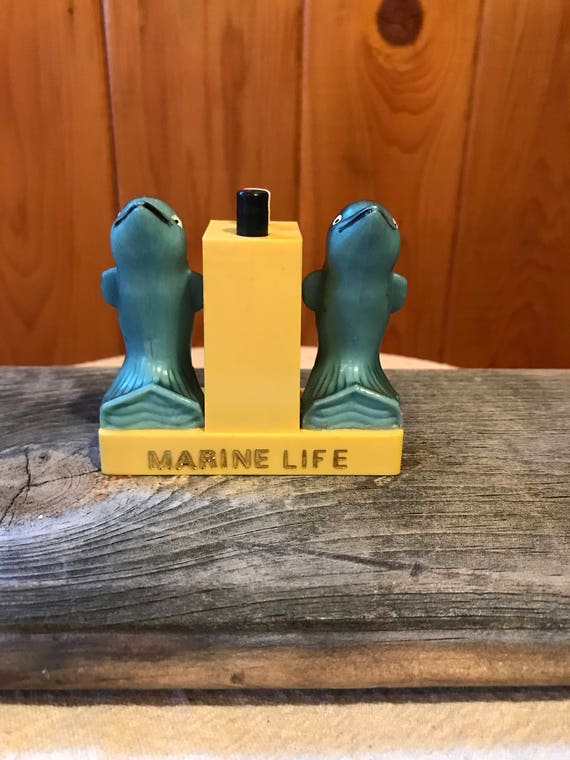 Vintage Marine Life Dolphin Push Button Salt and Pepper Shaker 