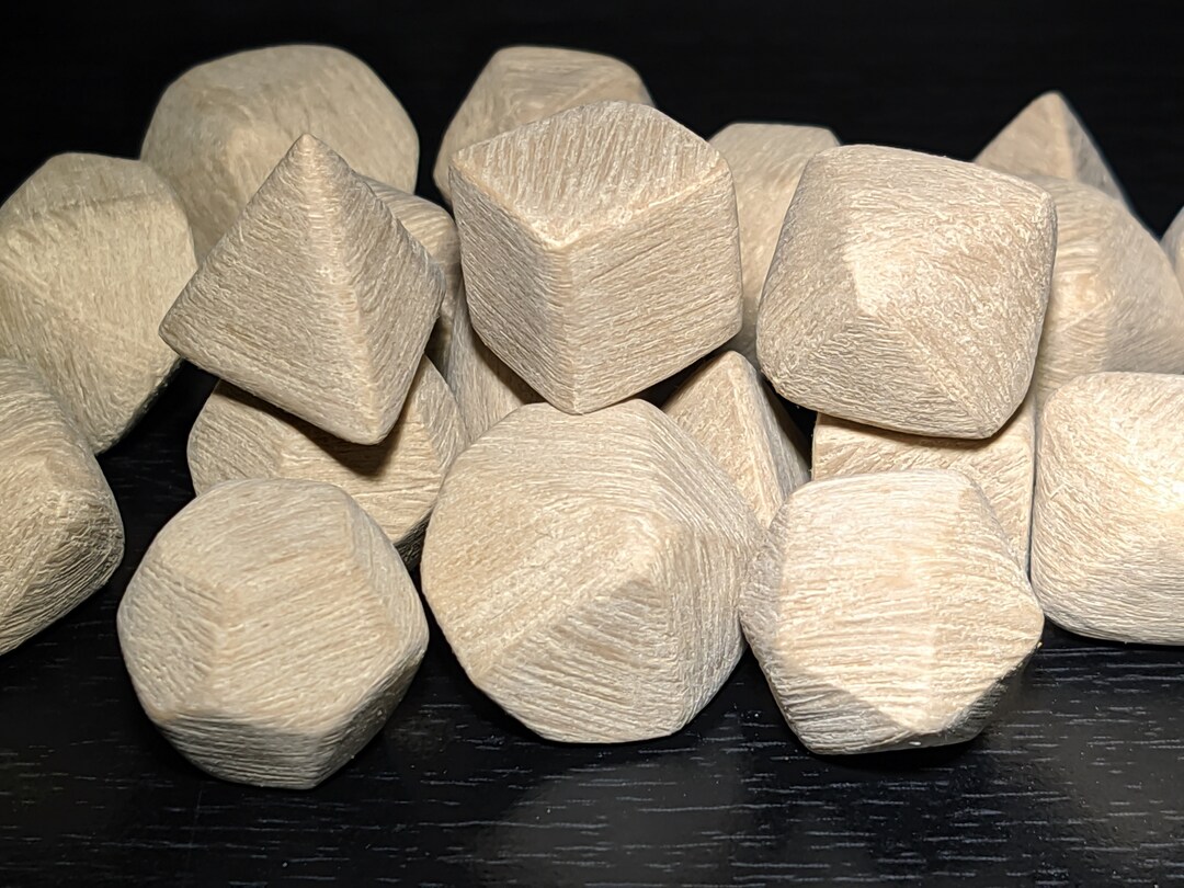 Blank Polyhedral Dice Wood Grain Standard or Custom Size DIY Dnd 3D