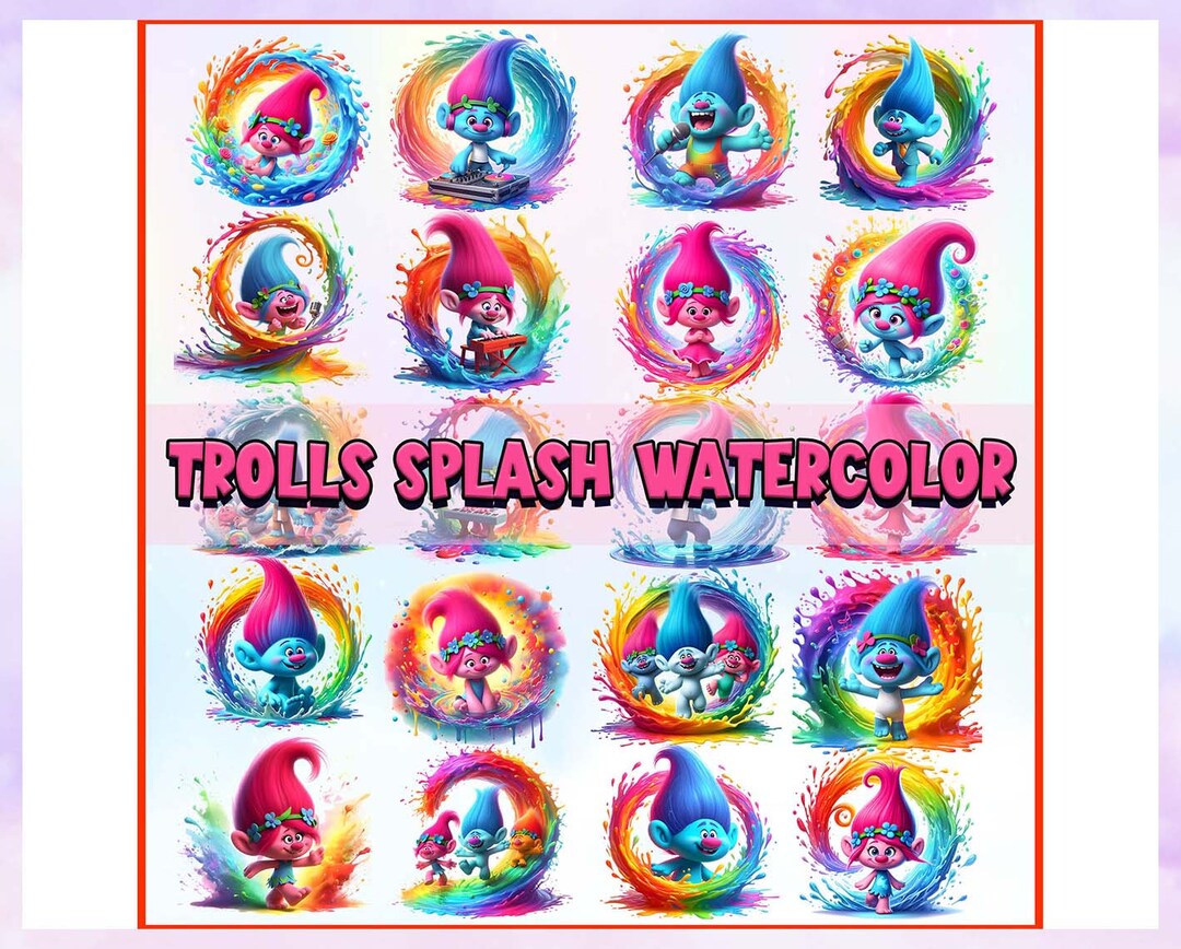 Trolls PNG Bundle, Trolls PNG Digital Papers, Trolls Characters PNG ...