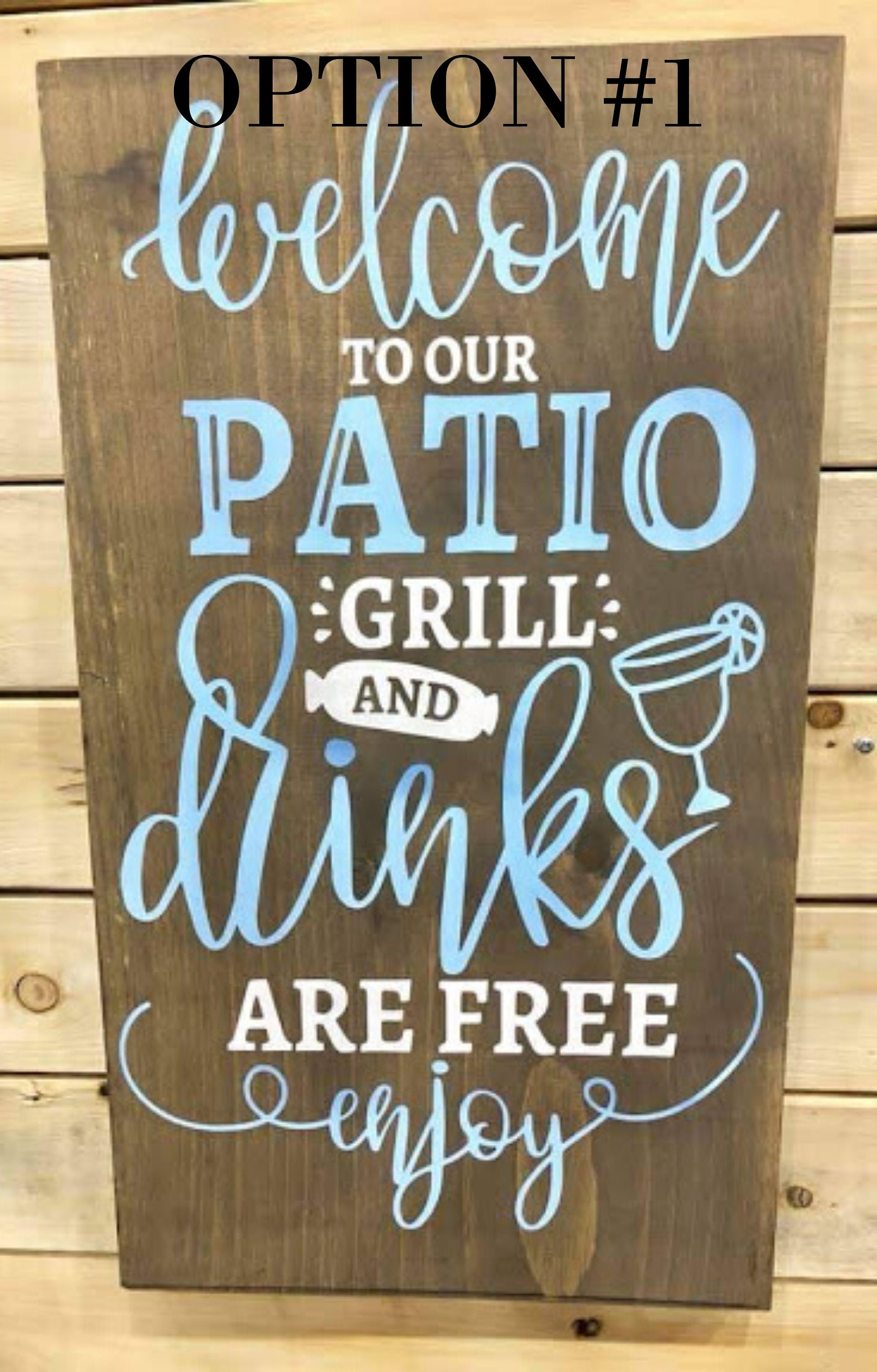 Bienvenido a nuestro patio signo / patio al aire libre signos | Etsy