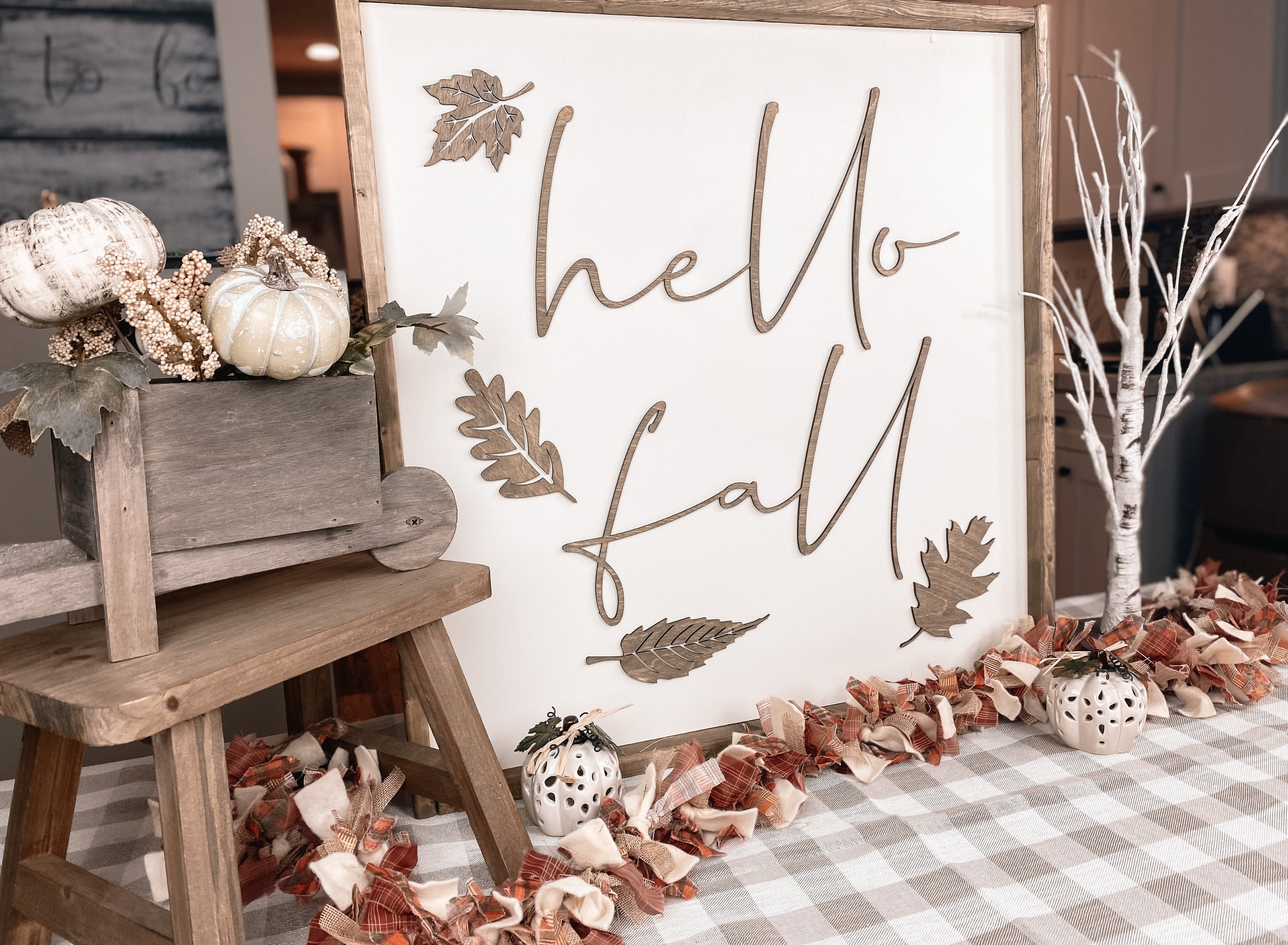 Hello Fall Wood Sign Rustic Fall Decor Autumn Wall Decor Etsy