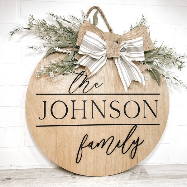 Family Name Door Hanger, Front Door Decor, Front Door Wreath, Last Name Sign, Housewarming Gift, Wedding Gift, Realtor Closing Gift