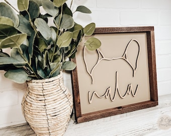 Custom Dog Ear Outline Sign, Custom Pet Portrait, Dog Lover Gift, Pet Loss Gift, Custom 3D Wood Sign, Personalized Pet Gift, Dog Mom Gift