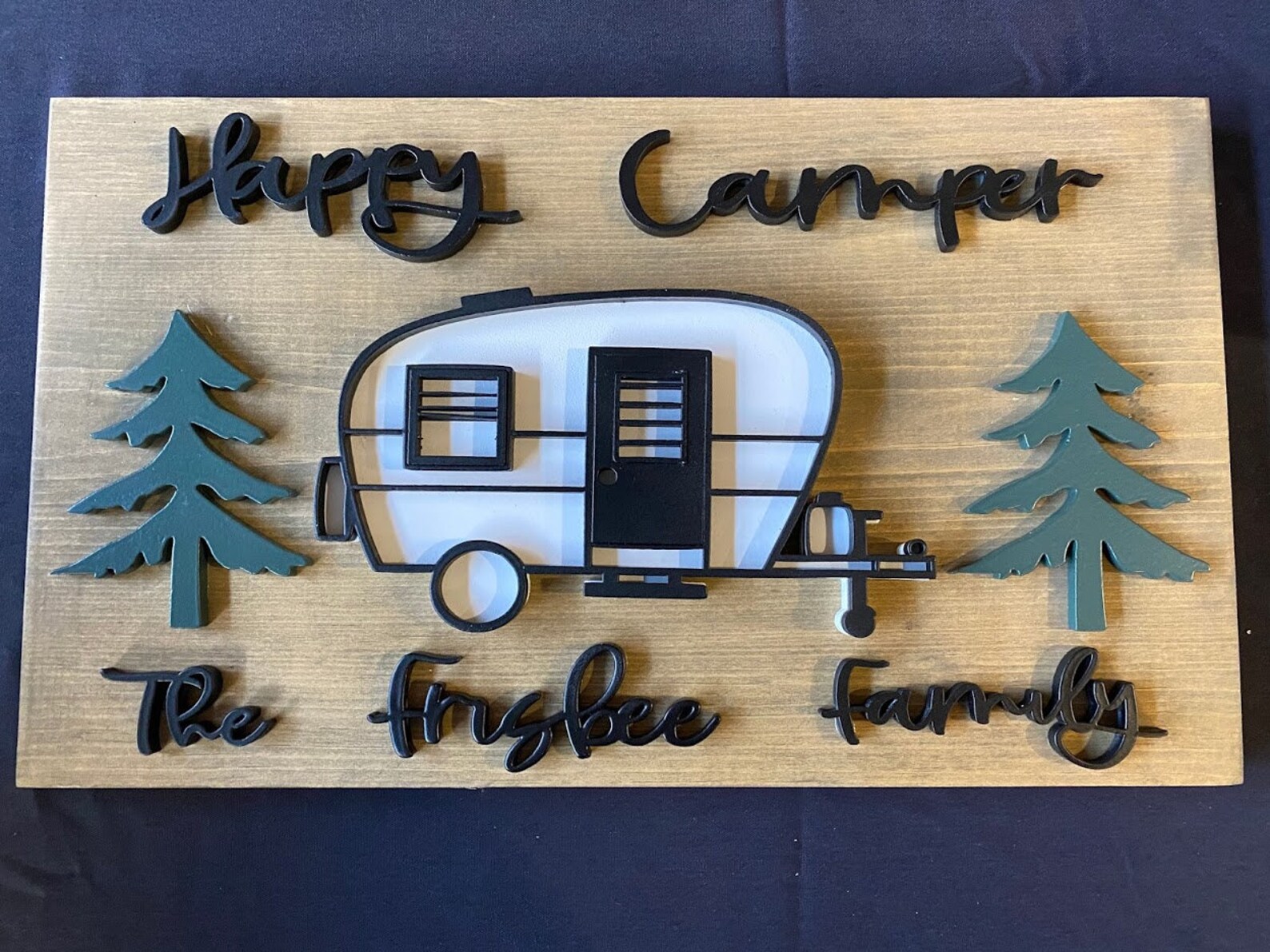 Happy Camper Sign Custom Campsite Sign Personalized Camper Etsy