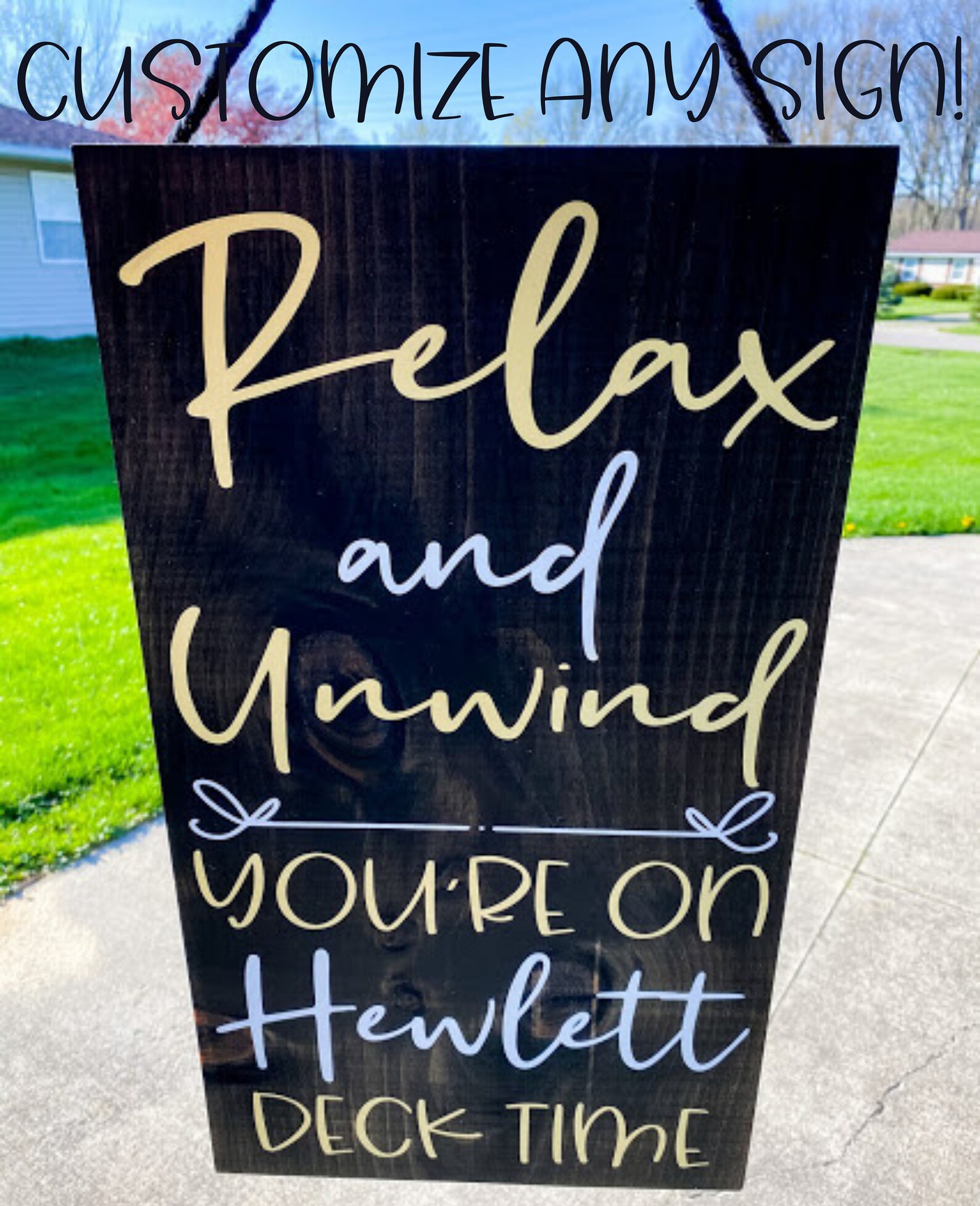 Relax & Unwind Patio Time Wood Sign Outdoor Porch Sign Etsy