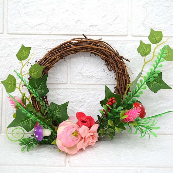 Natural Grapevine Wreath Wreath Making Supplies Autumn Door Wreath 5 Pcs  20cm Rattan Wreath Dried Round Wreath Ring for DIY Christmas Craft Front  Door