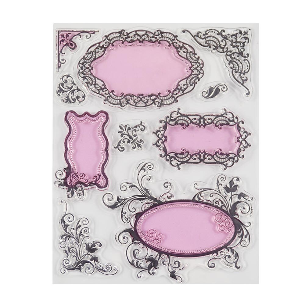 Flower lace frames banners Clear stamps Rubber seals for DIY | Etsy