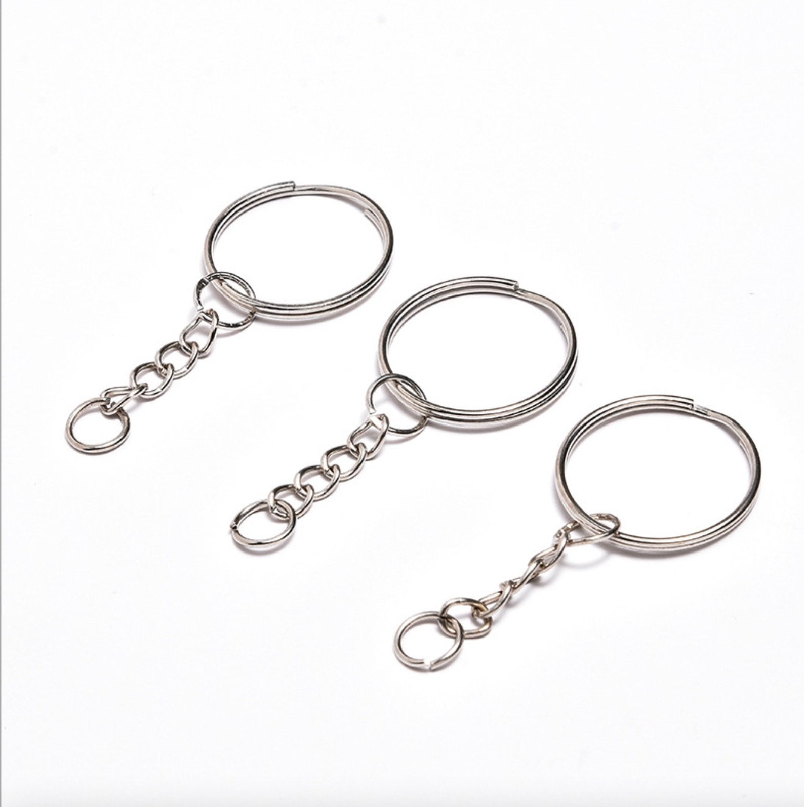 100PCS Split Key Ring With Chain and Jump Ringssplit Key Ring Etsy