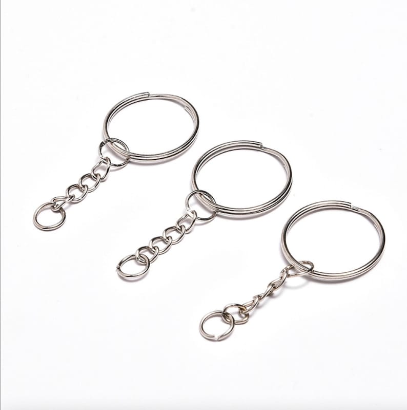 100PCS Split Key Ring With Chain and Jump Ringssplit Key Ring Etsy