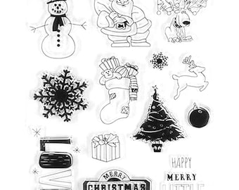 Merry Christmas Transparent Clear Silicone Stamp/Seal for DIY scrapbooking/photo album Decorative clear stamp sheets