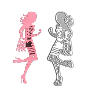 Gracieuse lady Girl coupe de métal| Matrice de découpe de métal| Scrapbooking Die-cut pour scrapbooking, Fabrication de cartes de vœux, Découpe en acier au carbone
