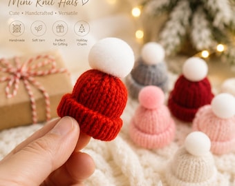 Miniature Woolen Yarn Hats, DIY Craft Supplies, Dollhouse Decor, Tiny Doll Hat Set