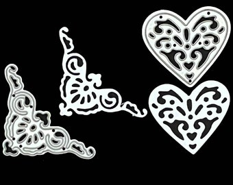 Heart and Corner Metal Die Cut Set for Scrapbooking