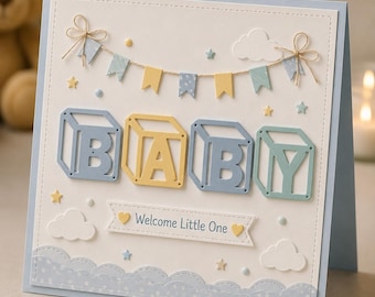 Baby Block Metal Cutting Die Set for Baby Shower Crafts