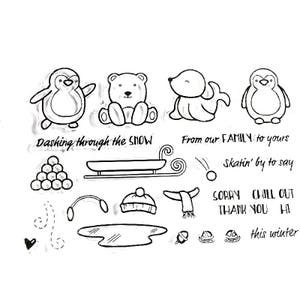 Vacaciones corriendo a través del sello de goma de nieve Scrapbook DIY tarjetas de fotos sello transparente sello transparente sello transparente