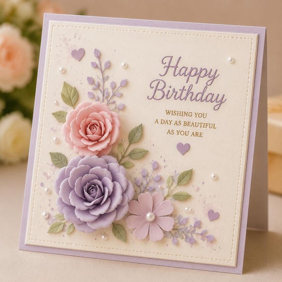 オーダー専用 happy birthday お誕生日のダイカット クラフト バラの花のメタルダイカットセット、スクラップブッキング用ステンシル
