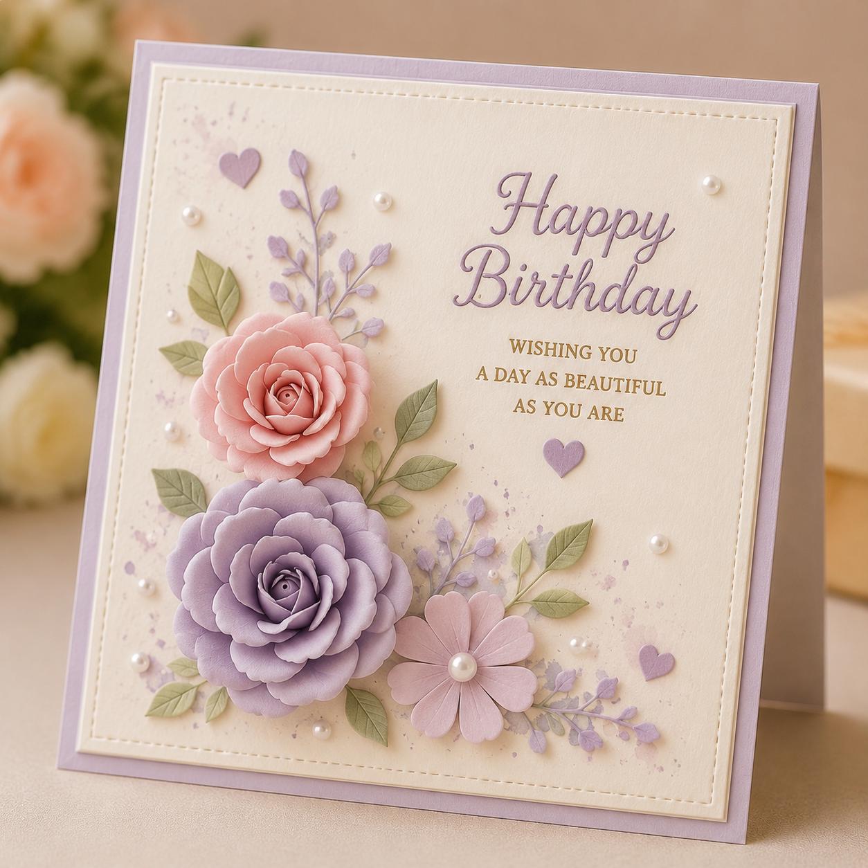 オーダー専用 happy birthday お誕生日のダイカット クラフト バラの花のメタルダイカットセット、スクラップブッキング用ステンシル