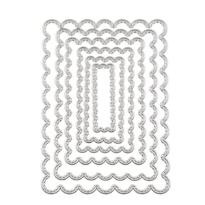 6pcs / set Borde de onda Rectángulo Troquel de metal Troquel de corte de acero al carbono cosido para hacer tarjetas de bricolaje Scrapbooking / álbum de fotos