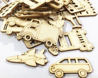 30pcs Mix Design vehicles/ Wooden Craft/ Hollow out car/ Ornaments Craft
