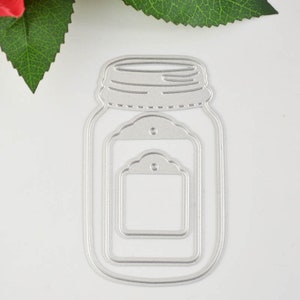 3/ensemble d'étiquettes de bouteille Matrices de découpe en métal Pochoirs Carte de gaufrage Album de scrapbooking Décoration Artisanat Modèle de découpe pour carte de baby shower