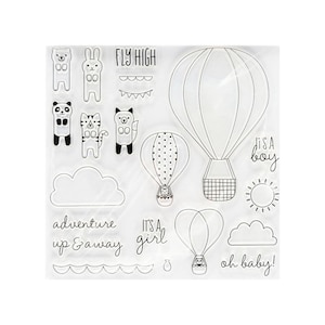 Sello de silicona transparente "Fly High Hotballons" para álbumes de recortes y fotos, hojas decorativas de sellos transparentes.