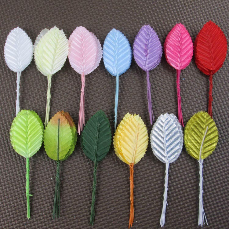 20pcs Artificial Leaves Fabric Leaves With Wire Stem DIY Etsy