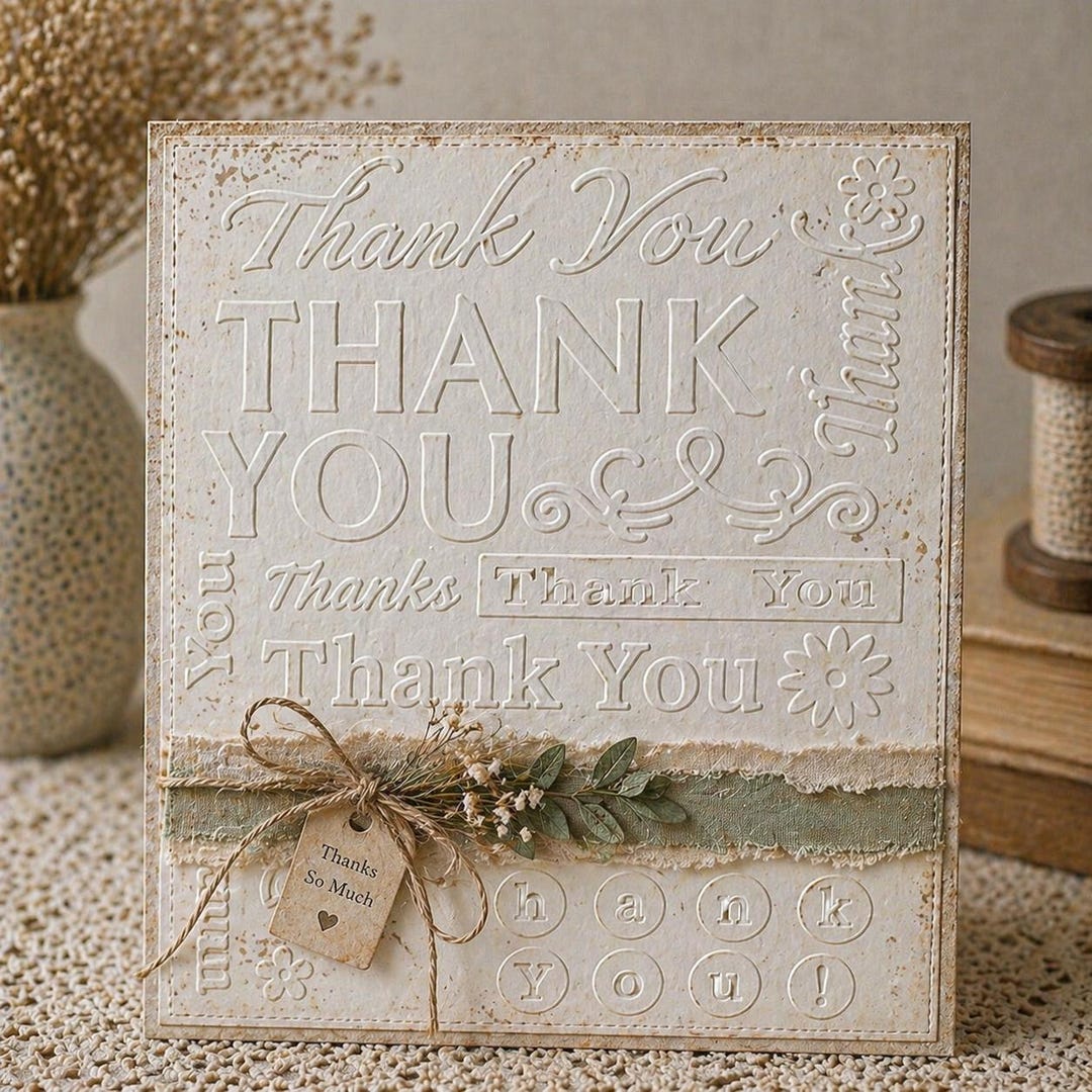 Thanks Background Embossing Folder for Card Making and Paper Crafts ...