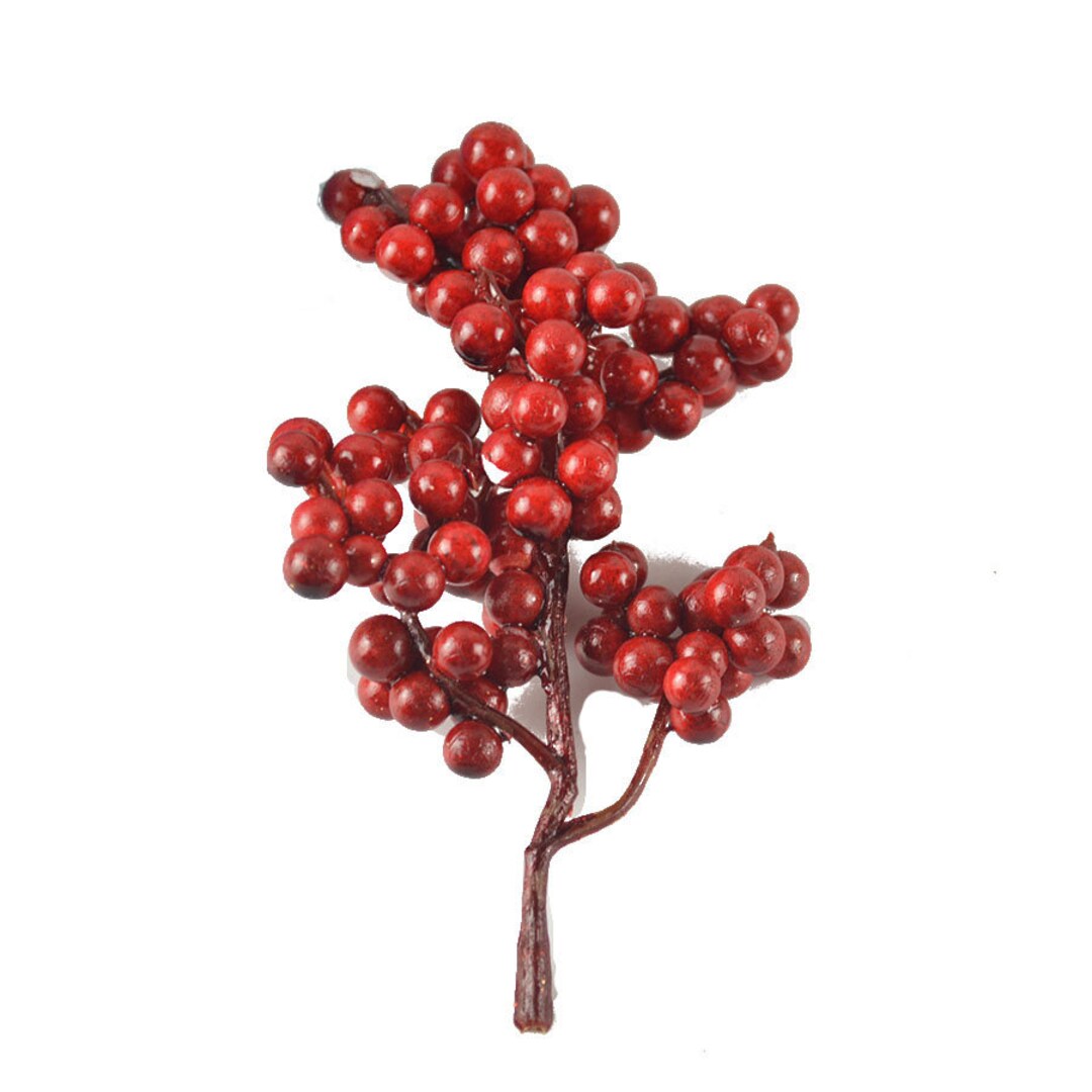 12 Artificial Red Berries Stems Christmas Berries Holly Berries