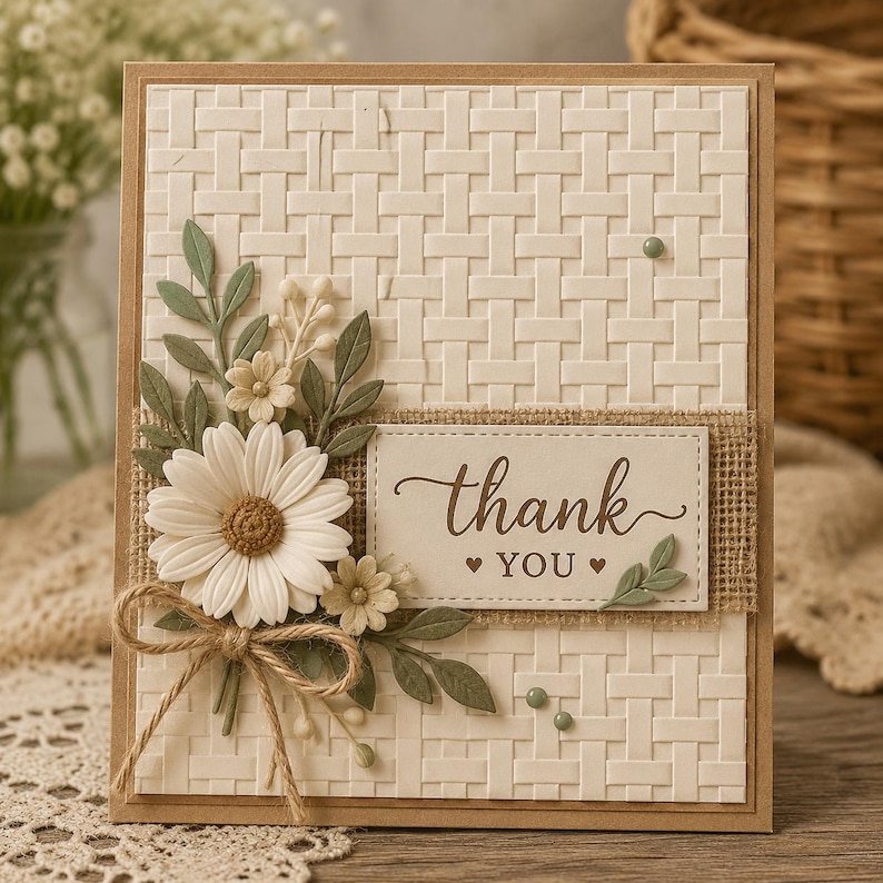 Basket Weave Embossing Folder, 6x6 Inch Card Making Texture image 1