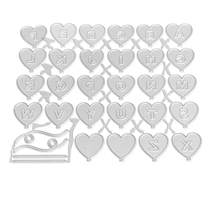 Hartballon met Letter metalen stanssnede| Metaal snijmatrijs| Scrapbooking Die-cut voor scrapbooking, Wenskaart maken, gestanst