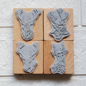 4pc/set Christmas reindeer wooden stampSilicone Stamp/Seal for DIY scrapbooking/photo album Decorative wood cling stamp sheets