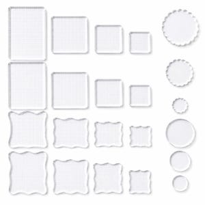Conjunto de blocos de acrílico transparente para carimbo, blocos quadriculados para scrapbooking.