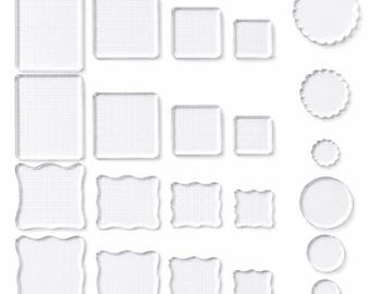 Clear Acrylic Stamping Blocks Set, Grid Blocks for Scrapbook Stamps
