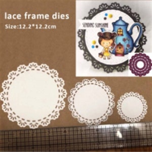 3Round Lace Frame metalen stansen| Metalen snijmatrijs| Scrapbooking Die-cut voor scrapbooking, Wenskaart maken, Uitnodigingskaart