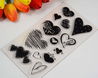 Sorts of hearts Clear stamps Rubber seals for DIY scrapbooking card making paper artist stamp