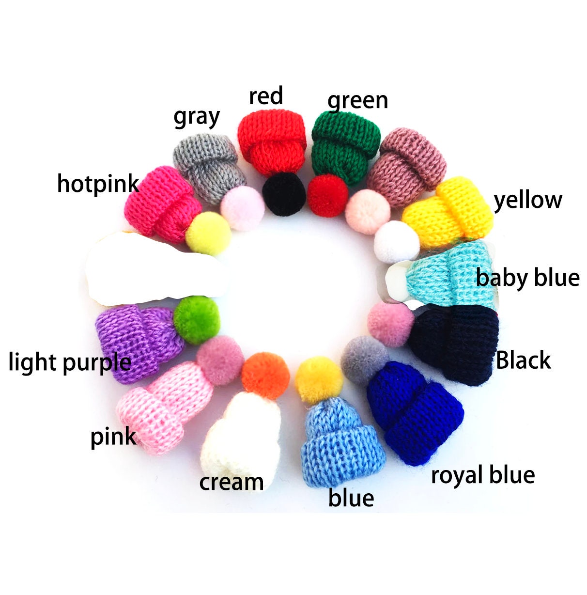40pcs Woolen Yarn Knitting Mini Hats DIY Craft Supplie 40pcs Woolen Yarn Knitting Mini Hats DIY Craft Supplie