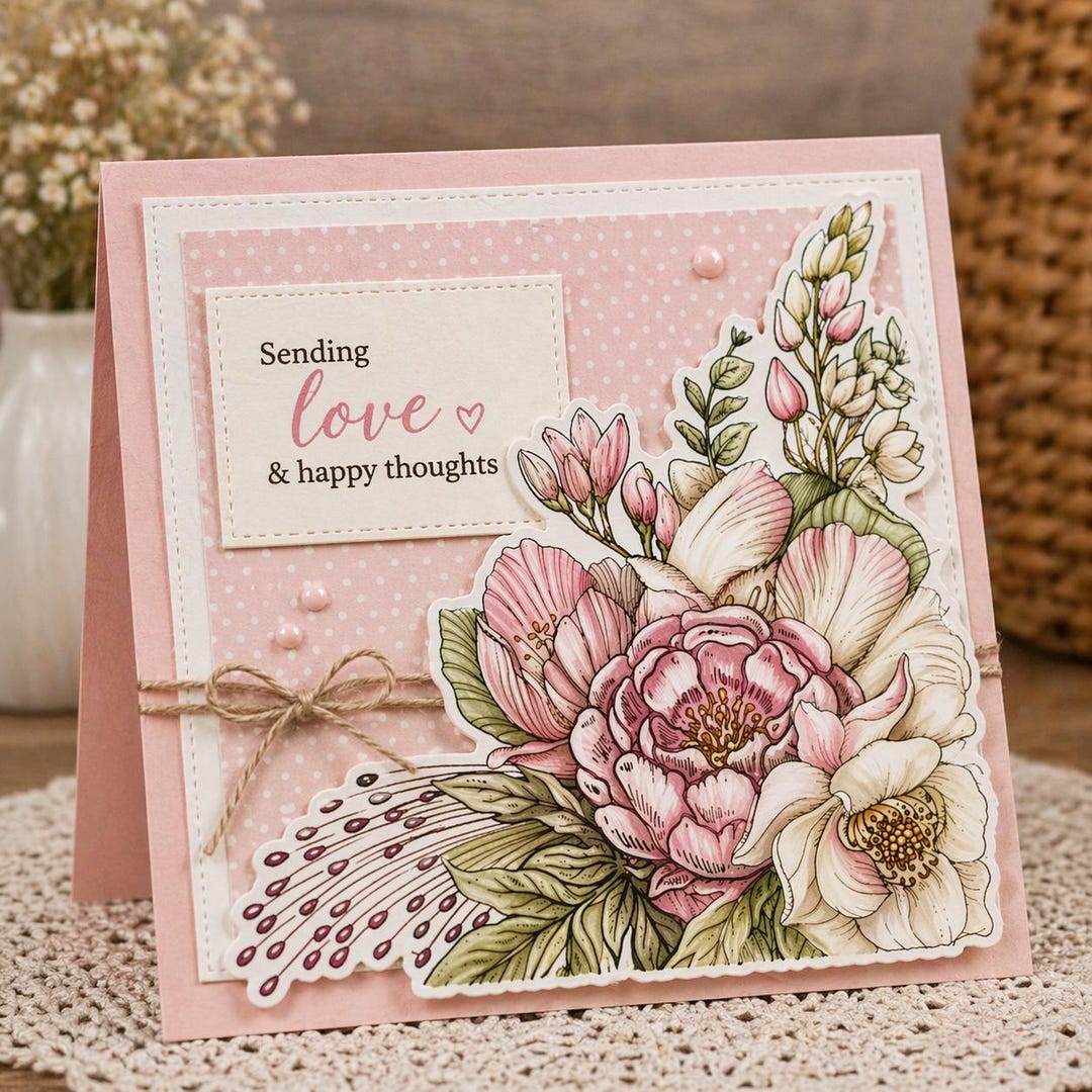 Floral Corner Clear Stamp | Peony Flower Stamp Set | Botanical DIY Card ...