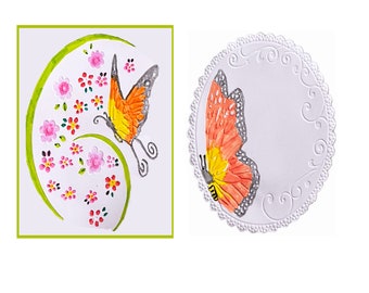 Butterfly Oval background embossing folder/Embossed Folder for card making /stationary/ paper crafts /stencil /cutting die background