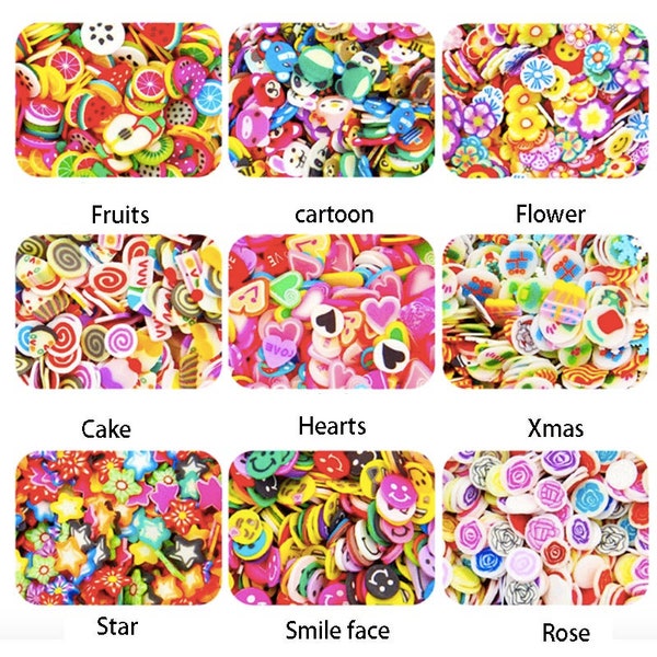 18000pcs Mixed 18 styles  New 3D Polymer Clay Tiny Fimo Fruit slices  Nail Art DIY Designs Nail Art Decorations Wholesale Slime fillers