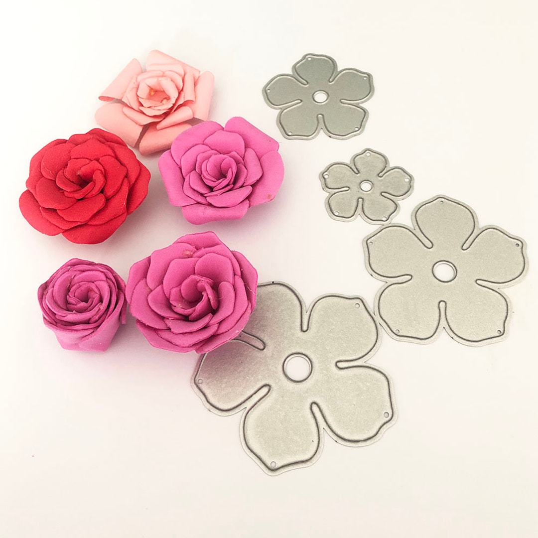 Rose Flower 4 Petals Metal Die Cut For Diy Scrapbooking Etsy
