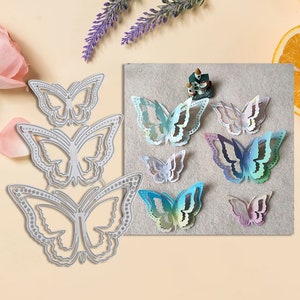 Troquelado de metal de 3 mariposas 3D/troquel cortado para álbum de recortes DIY/fabricación de tarjetas de felicitación/plantilla troquelado de acero al carbono/plantillas de metal